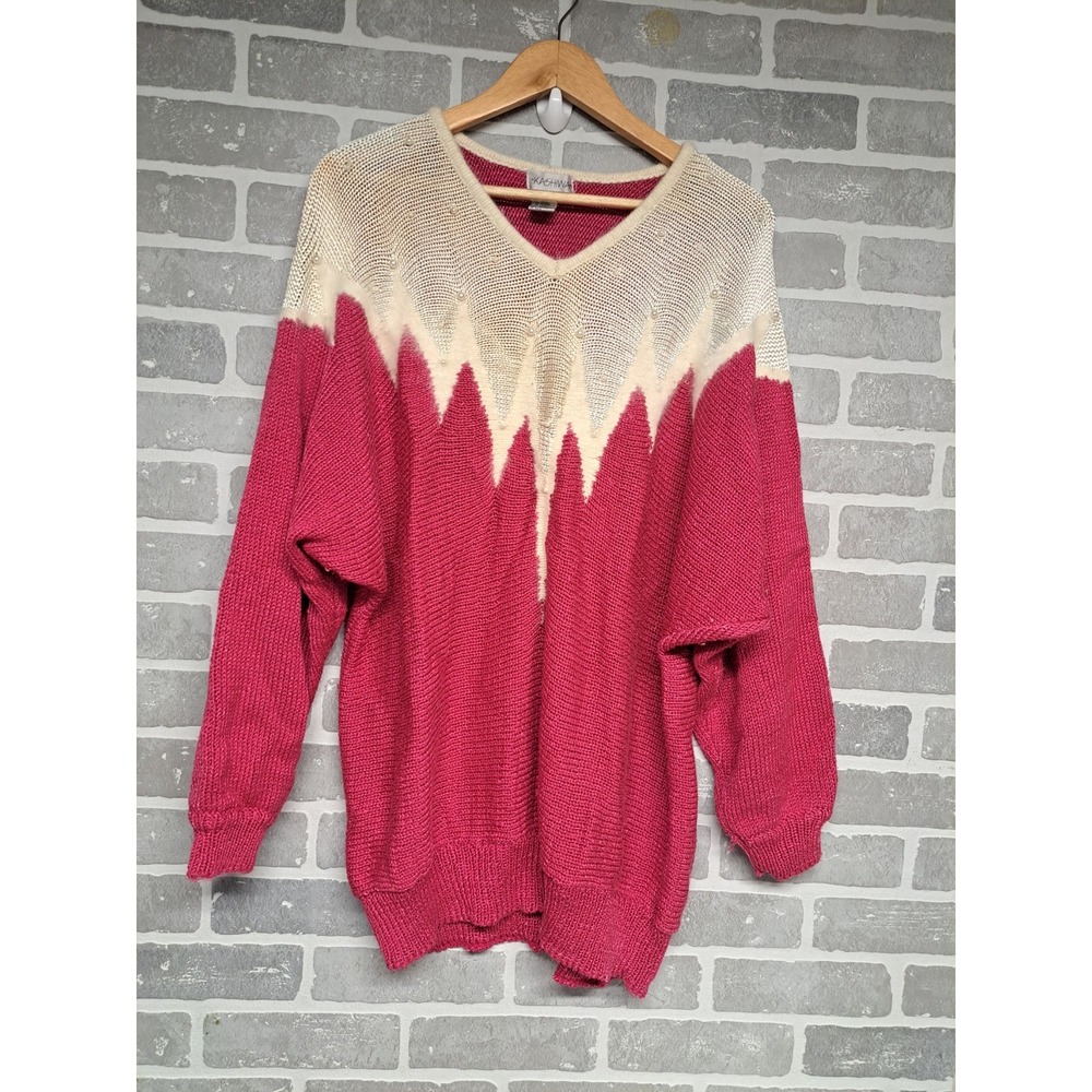 KASHIWA Womens Vintage 80s Pearl Angora Multicolor‎ Pullover Sweater Size 2X